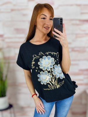 Virágmintás, oldalt megkötős, 100% pamut felső M-L