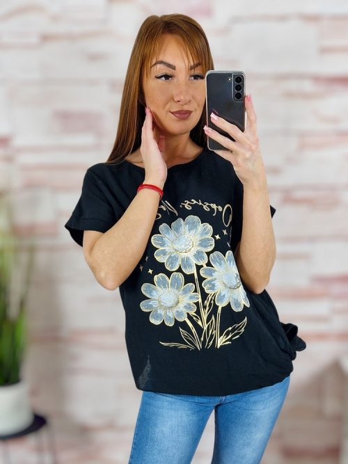 Virágmintás, oldalt megkötős, 100% pamut felső M-L