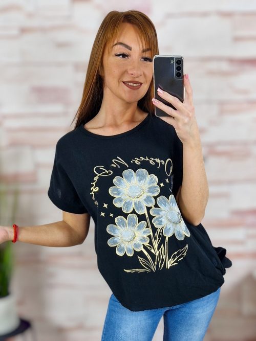 Virágmintás, oldalt megkötős, 100% pamut felső M-L