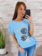 Virágmintás, oldalt megkötős, 100% pamut felső M-L