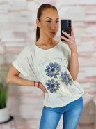 Virágmintás, oldalt megkötős, 100% pamut felső M-L
