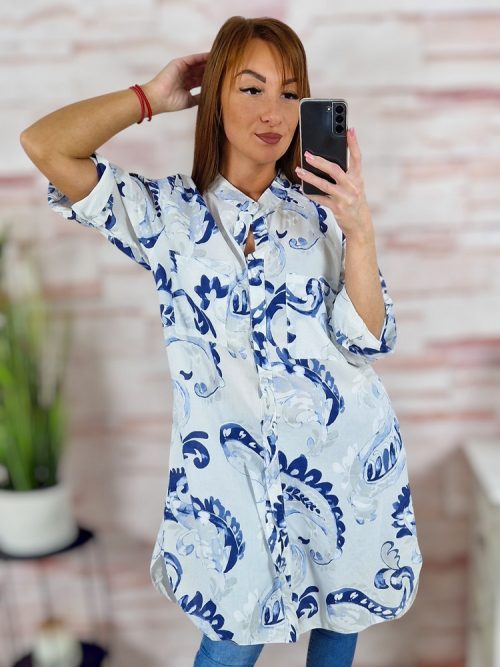 Mintás, végig gombos, 100% pamut ingruha L-XL