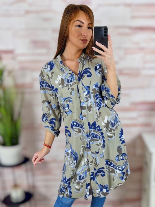 Mintás, végig gombos, 100% pamut ingruha L-XL