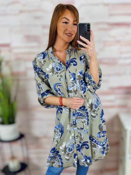 Mintás, végig gombos, 100% pamut ingruha L-XL