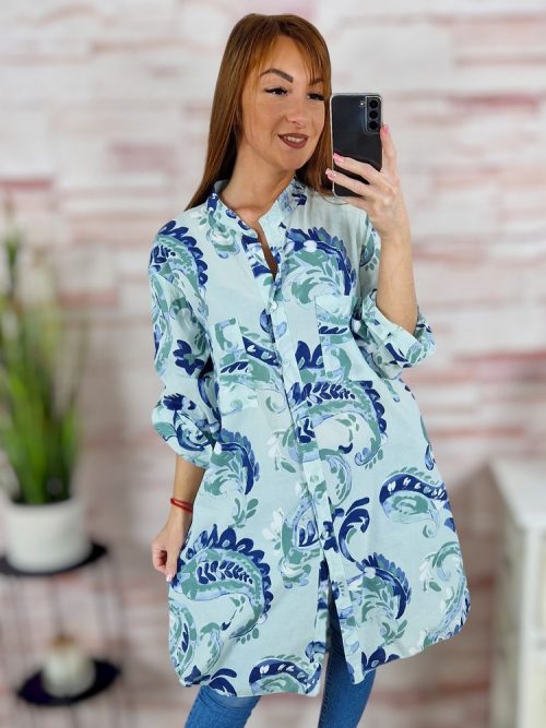 Mintás, végig gombos, 100% pamut ingruha L-XL