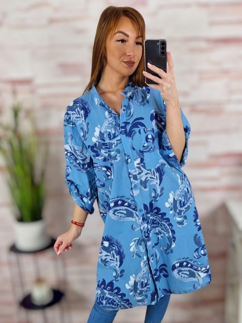 Mintás, végig gombos, 100% pamut ingruha L-XL