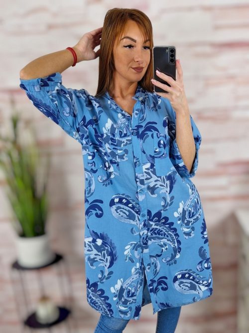 Mintás, végig gombos, 100% pamut ingruha L-XL