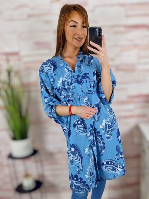 Mintás, végig gombos, 100% pamut ingruha L-XL