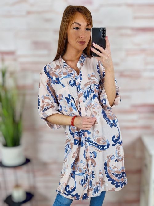 Mintás, végig gombos, 100% pamut ingruha L-XL