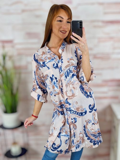 Mintás, végig gombos, 100% pamut ingruha L-XL