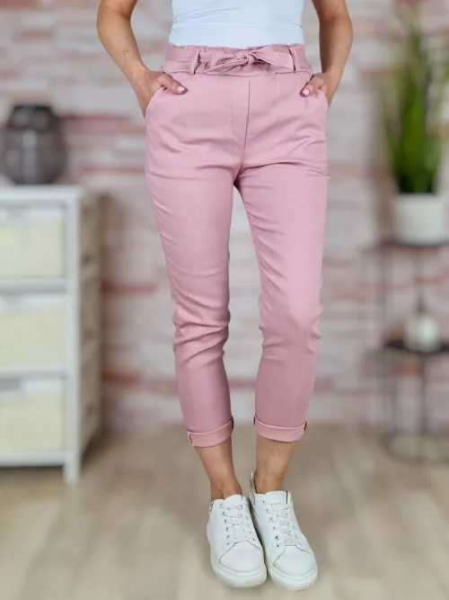 Megkötős, gumis és magas derekú, mályva nadrág S-XL-ig