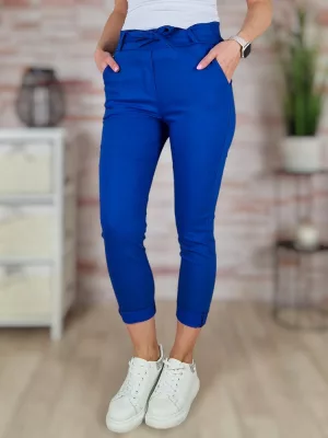   Megkötős, gumis és magas derekú, királykék nadrág S-XL-ig