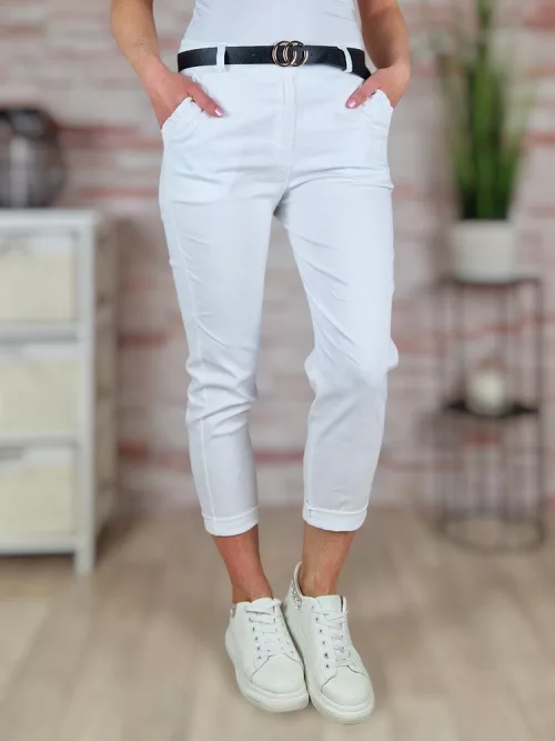 Öves, magas derekú, sztreccses, fehér nadrág S-XL-ig