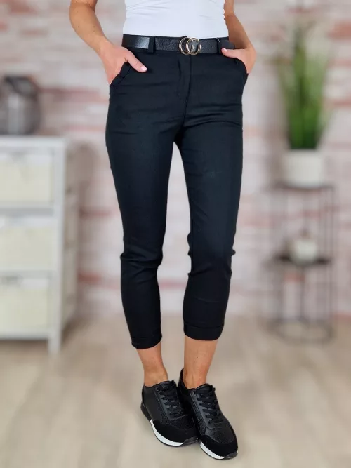 Öves, magas derekú, sztreccses, fekete nadrág S-XL-ig