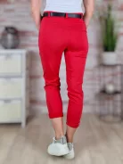 Öves, magas derekú, sztreccses, piros nadrág S-XL-ig