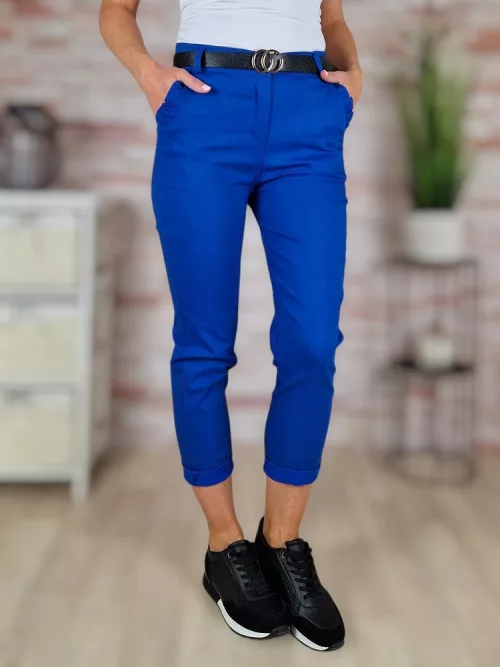 Öves, magas derekú, sztreccses, királykék nadrág S-XL-ig