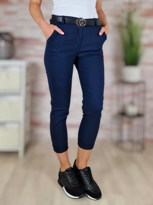 Öves, magas derekú, sztreccses, sötétkék nadrág S-XL-ig