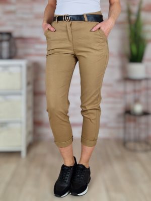Öves, magas derekú, sztreccses, barna nadrág S-XL-ig