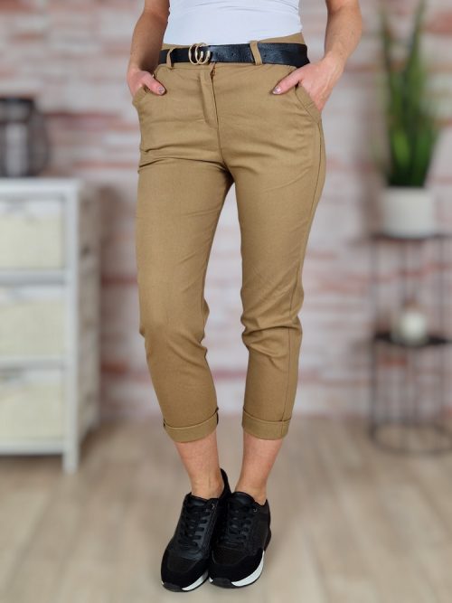 Öves, magas derekú, sztreccses, barna nadrág S-XL-ig