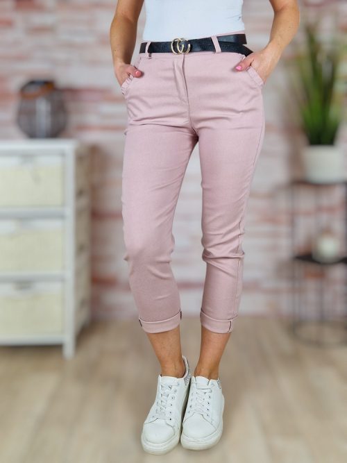 Öves, magas derekú, rózsaszín nadrág S-XL-ig