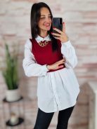 Lánc díszítésű, galléros, hosszú ujjú felső S-M