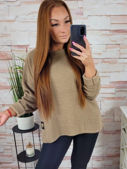Vastag anyagú, hátul hosszított, ejtett vállú felső L-XL