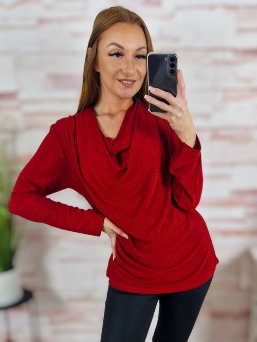 Ejtett nyakú, lurex anyagú, alkalmi felső M-L