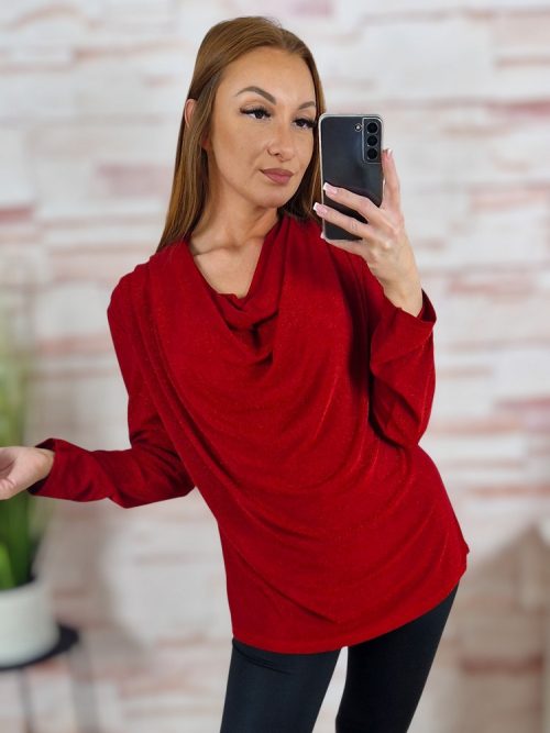 Ejtett nyakú, lurex anyagú, alkalmi felső M-L