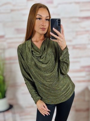 Ejtett nyakú, lurex anyagú, alkalmi felső M-L