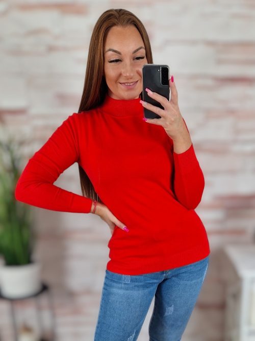 Félgarbós nyakú, puha, kötött anyagú felső S-M-L