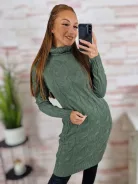 Garbós nyakú, anyagában mintás, vastag kötött ruha S-M-L