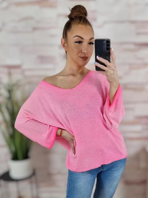 Denevér ujjú, vékony kötött anyagú felső M-L-XL