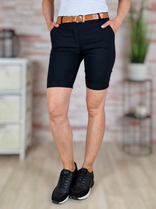 Öves, normál derekú, sztreccses, fekete térdnadrág S-XXL