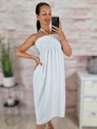 Nyakba köthető, mellnél gumírozott, nyári ruha XS-S-M