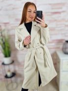 Megkötős, selyem bélésű, karcsúsított szövetkabát S-M