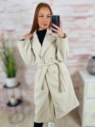 Megkötős, selyem bélésű, karcsúsított szövetkabát S-M