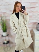 Megkötős, selyem bélésű, karcsúsított szövetkabát S-M