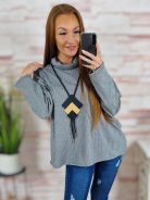 Garbós nyakú, oldalt sliccelt, nyakláncos felső L-XL