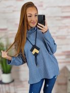 Garbós nyakú, oldalt sliccelt, nyakláncos felső L-XL