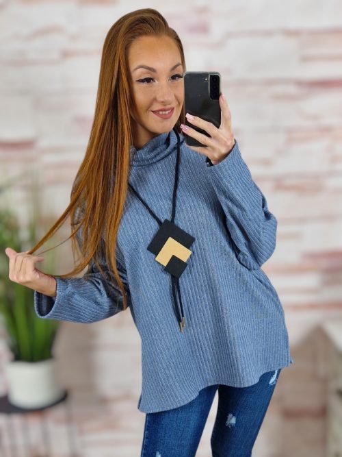 Garbós nyakú, oldalt sliccelt, nyakláncos felső L-XL