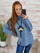 Garbós nyakú, oldalt sliccelt, nyakláncos felső L-XL