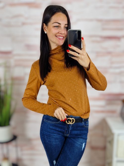 Strasszos, félgarbós, hosszú ujjú felső S-M