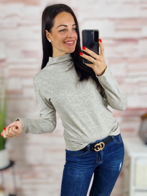 Strasszos, félgarbós, hosszú ujjú felső S-M