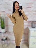 Garbós nyakú, testhezálló, kötött hosszú ruha XS-S-M