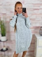 Anyagában mintás, garbós nyakú, kötött ruha M-L-XL