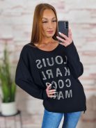 Strasszos feliratos, hátul hosszított, oldalt sliccelt felső L-XL