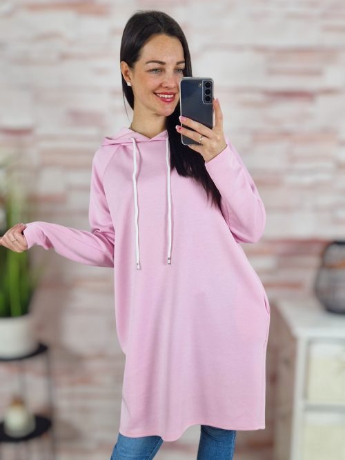 Kapucnis, zsebes, hátul hosszított ruha M-L-XL