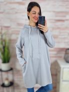 Kapucnis, zsebes, hátul hosszított ruha M-L-XL