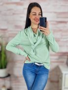 Ejtett nyakú, nyaknál megkötős, bordázott anyagú felső S-M