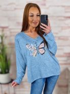 Pillangó mintás, szűkülő fazonú, vékony kötött felső M-L-XL